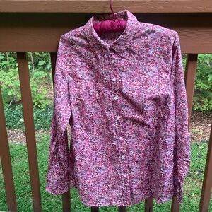 Talbots cotton pink floral shirt